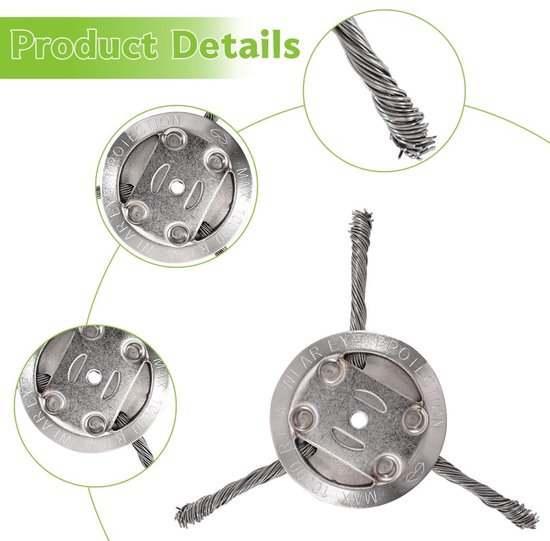 Dailygoods- Onkruidborstel - Stalen Borstelkop - 5 mm Boring - Voor Bosmaaier - Verwijdert Onkruid/Mos - Ideaal voor Bestratingsvoegen van Dailygoods — afbeelding 2