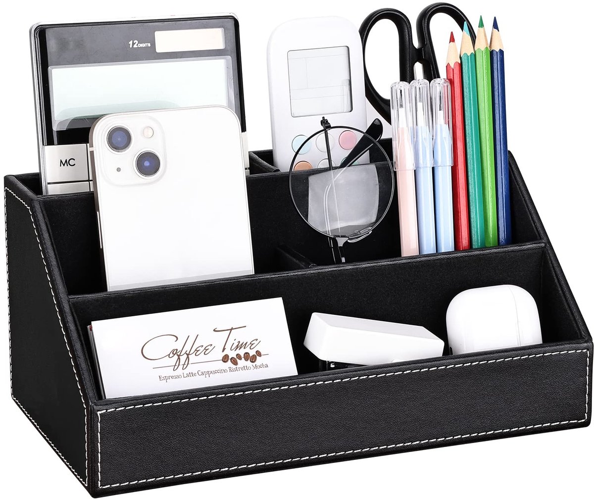 Dailygoods- Bureau Organizer Stijlvol Design - Bureau Organizer Hout - Bureau Organizer met Vakken - Bureau Organizer met Lades - Bureau Organizer Zwart - 5 Compartimenten - Bureau-accessoires
