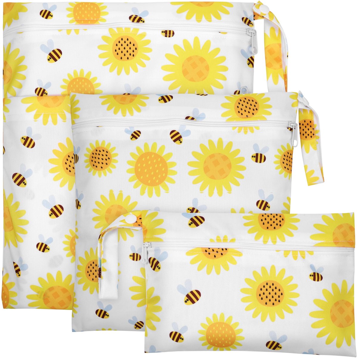 Dailygoods- Natte Tas - Herbruikbare Waterdichte Tas - 3 Stuks - Lichtgewicht TPU - Handvat met Kliksluiting - Opvouwbaar voor Gemak - Wetbag