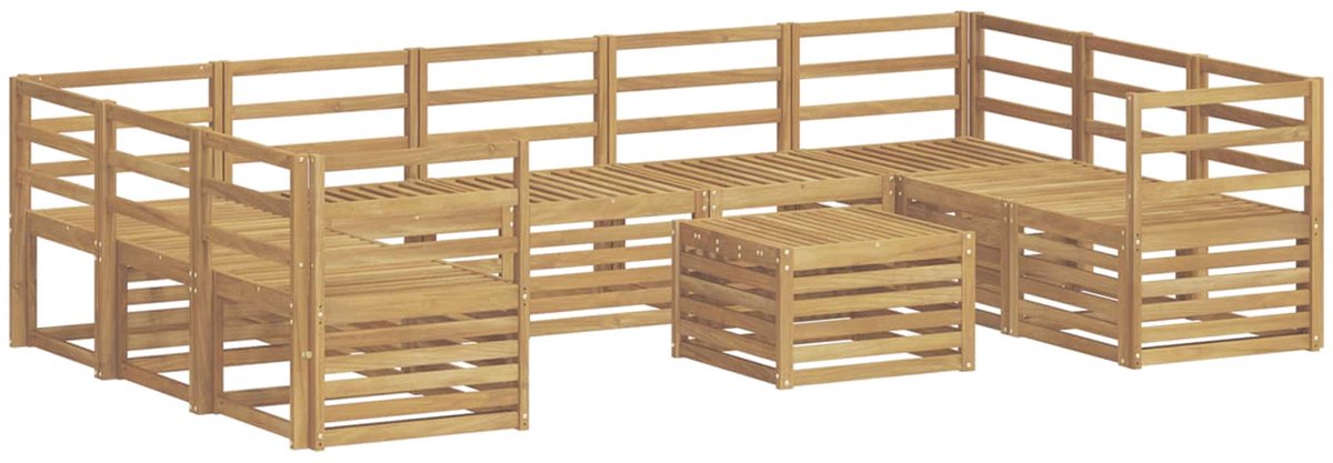 vidaXL Buiten - bank - set - 10 - st - 9-zits - Wit - Massief - Acacia - Hout