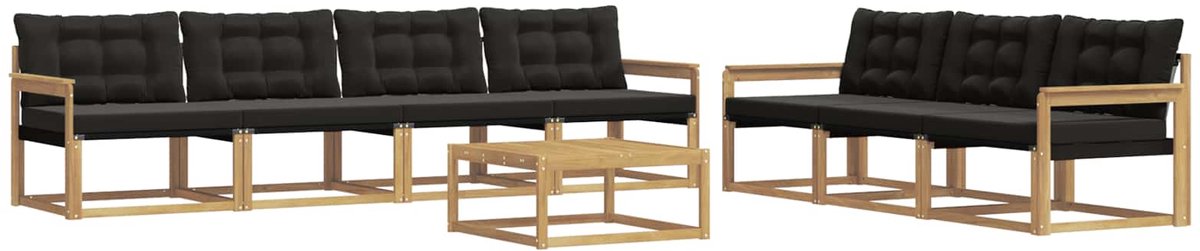 vidaXL Buiten - bank - set - 8 - st - 7-zits - Wit - en - zwart Wit en zwart