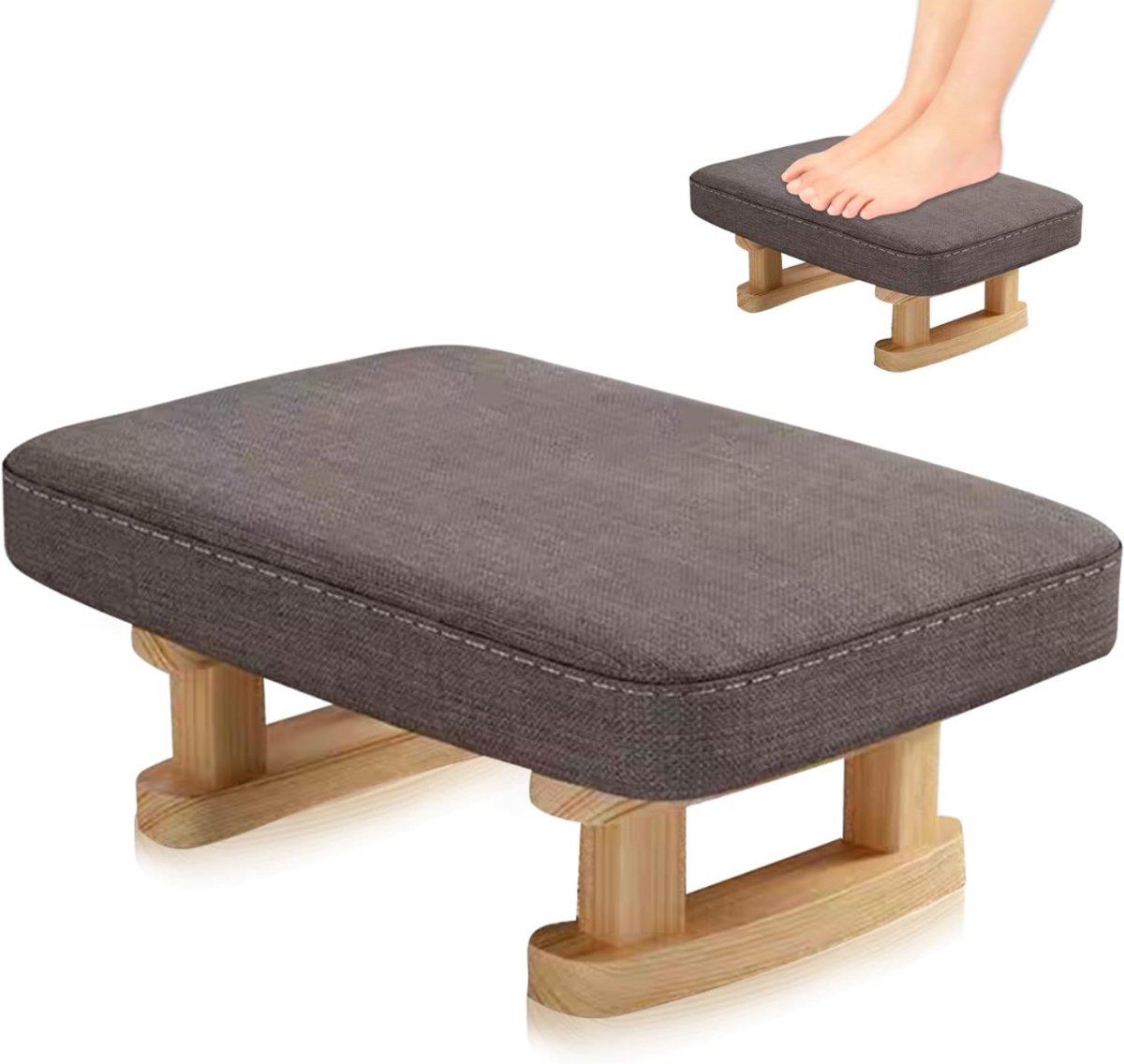 QUOVO® Voetenbankje of poef - Voetenbankje - Poef - Hockers en poefen - Grijs - ‎40cm x 29cm x 18 cm