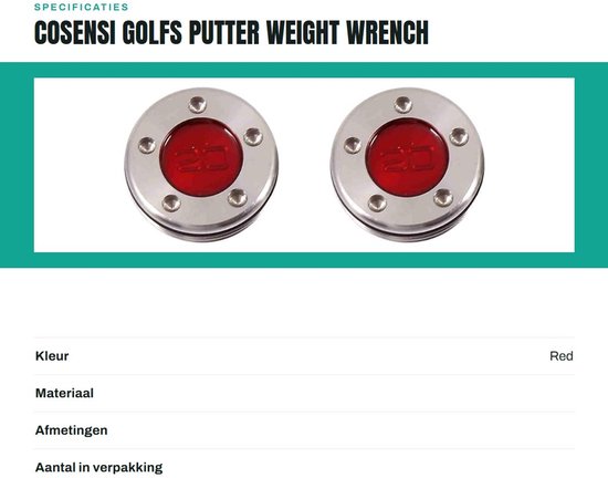 Dailygoods- Puttergewicht Set 20g - Hoogwaardige Aluminium Legering - Vervangende Gereedschap - Geschikt voor Scotty Cameron - Lichtgewicht - Duurzaam - Puttergewichtset van Dailygoods — afbeelding 3