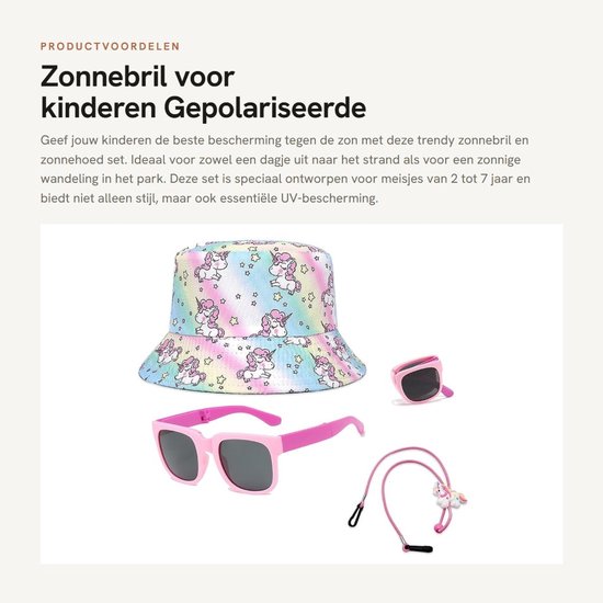 Dailygoods- Zonnebril Kind - Gepolariseerde Zonnebril - Zonnehoed - UV-bescherming 400 - Eenhoornset - Geschikt voor 2-7 jaar - Kindersunglasses van Dailygoods — afbeelding 3
