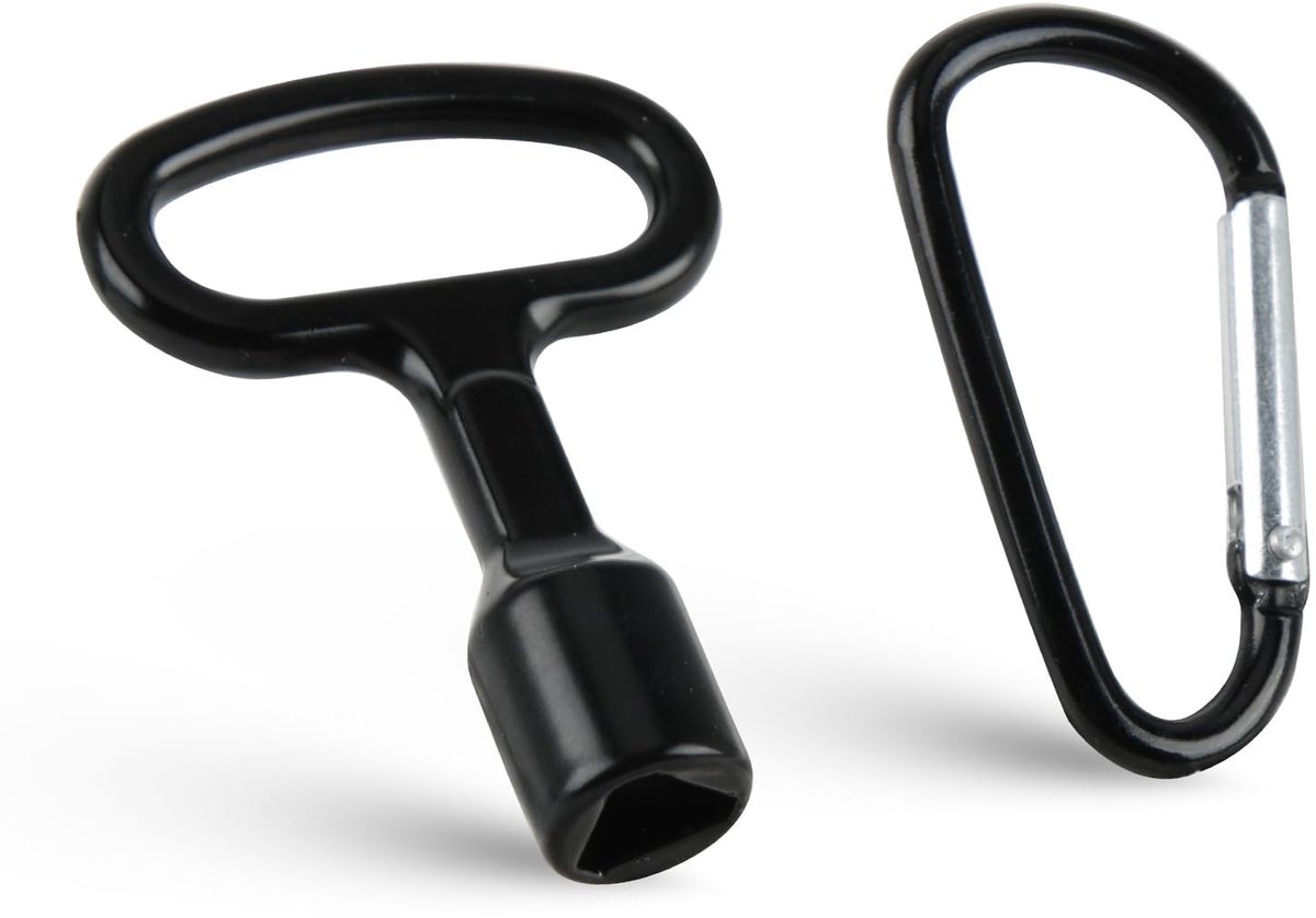 Dailygoods- Driehoek Sleutel 9mm - Multifunctioneel Gereedschap - Zinklegering - Voor Gele Afvalbakken - Voor Gasmeters - Inclusief Karabijnhaak - Afvalcontainer Sleutel