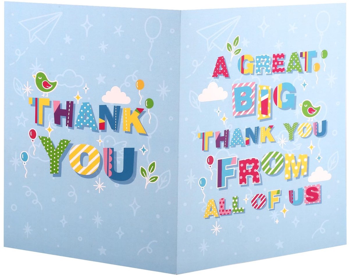 Dailygoods- Waardering Wenskaart Extra Groot - Bedankkaart - Bedankkaartje Collega - Bedankkaartje Leraar - Bedankkaartje Baas - Papier 40x27cm