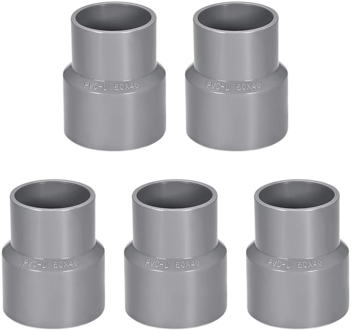 Dailygoods- Reducerende Koppeling 5 Stuks - PVC DWV - 40 mm x 50 mm - Pijpfitting Adapter - Corrosiebestendig - Duurzaam Materiaal