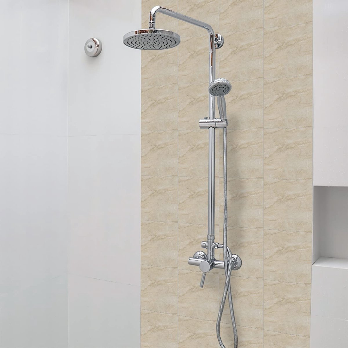 Dailygoods- Vloerbedekking Peel en Stick - Zelfklevende Vinyl Tegels - Antislip Bruin Marmer Effect - 30 x 30 cm - 12 Stuks - Geschikt voor Keuken/Badkamer - Vloertegel