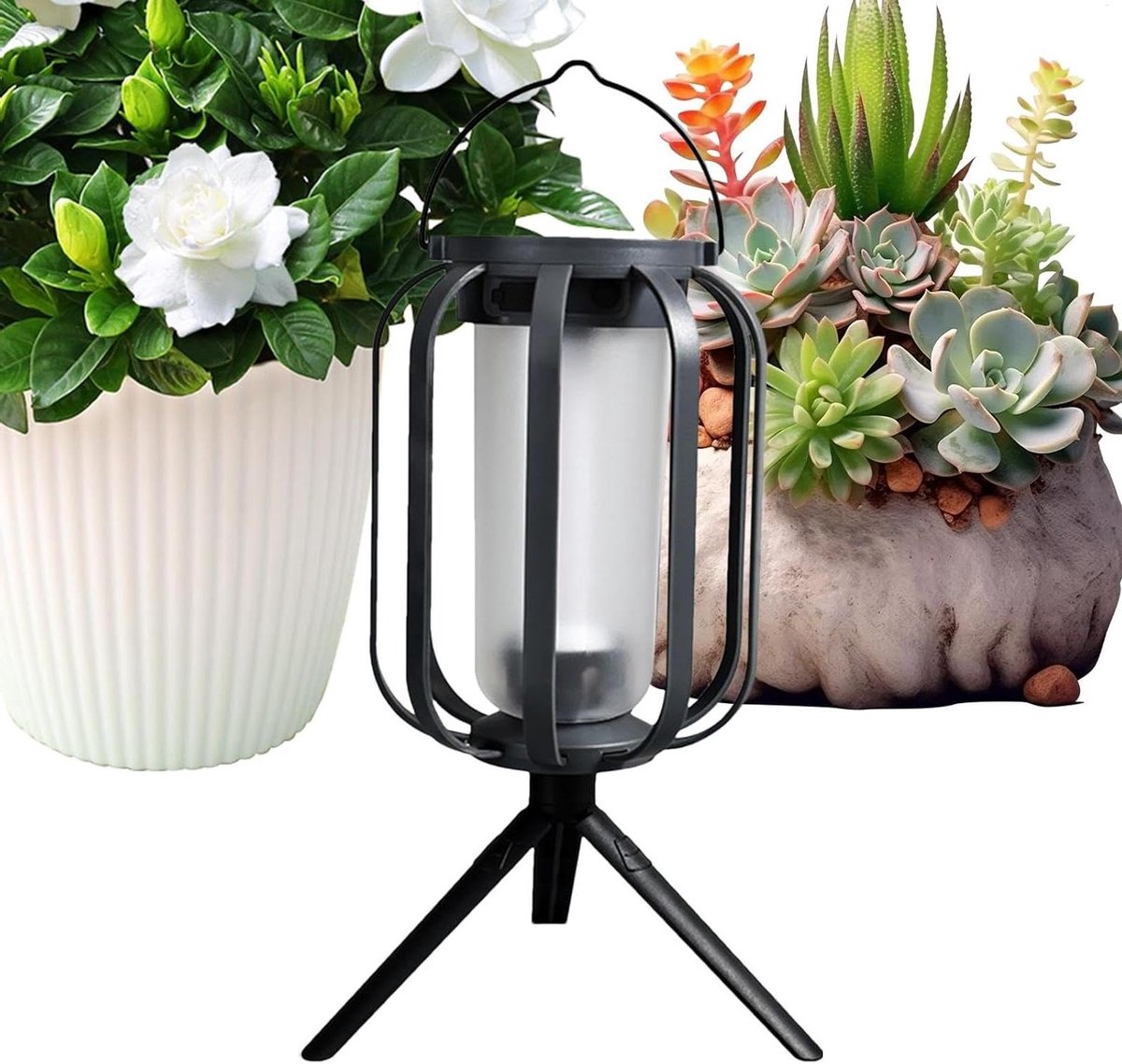Zonne Lantaarn - Buitenlamp Vlam - Tuin Verlichten - Vlamloos Effect - 17.5 cm Hoog - Unie