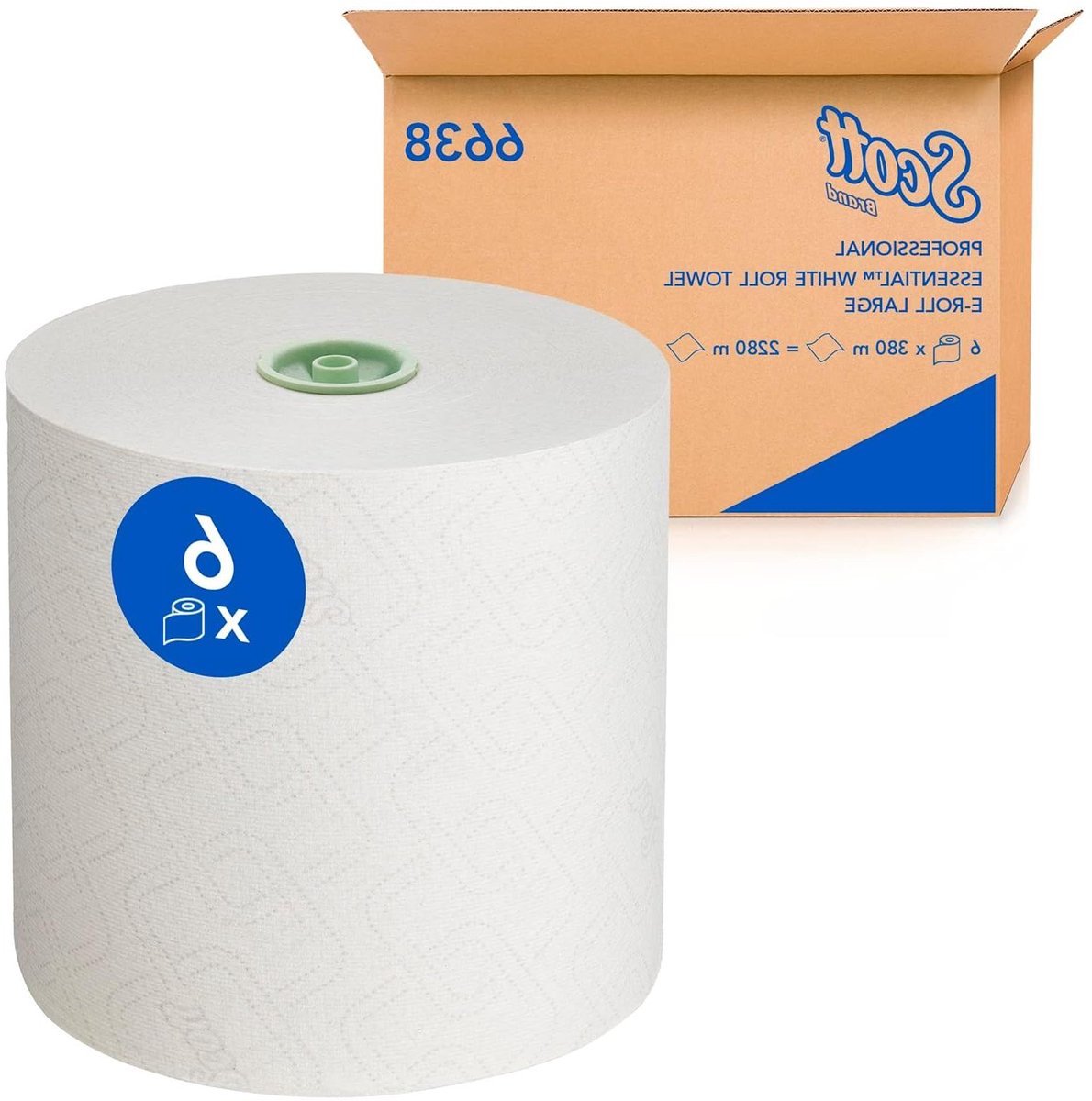 Rolhanddoeken Wit - Papieren handdoeken Keukenrollen - Hygiënisch afdrogen - Extra lange rollen - 6 x 380 m - Wit