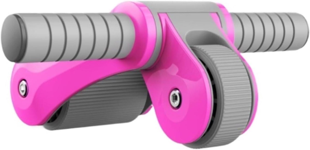 Buikwiel Rolwiel - Buikspierwiel Fitness - Buikspieroefeningen Thuis - Antislip Schuim Handgrepen - 8 en 14cm Wielen - Roze