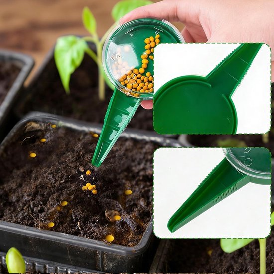 Zaaigereedschap Plantgereedschap - Hand Zaadstrooier - Nauwkeurig Zaaien - Ergonomisch Ontwerp - 18 x 14 x 3.5 cm - Groen — afbeelding 3