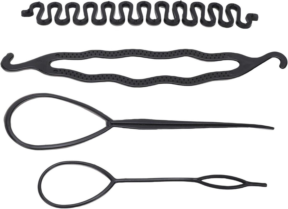 Haar Vlecht Gereedschap - Kapsel Maker - Haar Styling - Veelzijdige Set - 4 Delig - Zwart