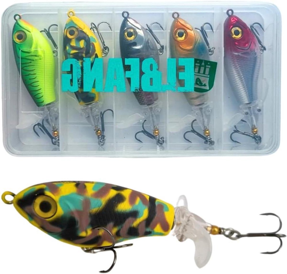 Topwater Visaas - Kunstaas Set - Roofvis Vissen - Inclusief Lokdoos - 5 stuks 8 cm - Zilver