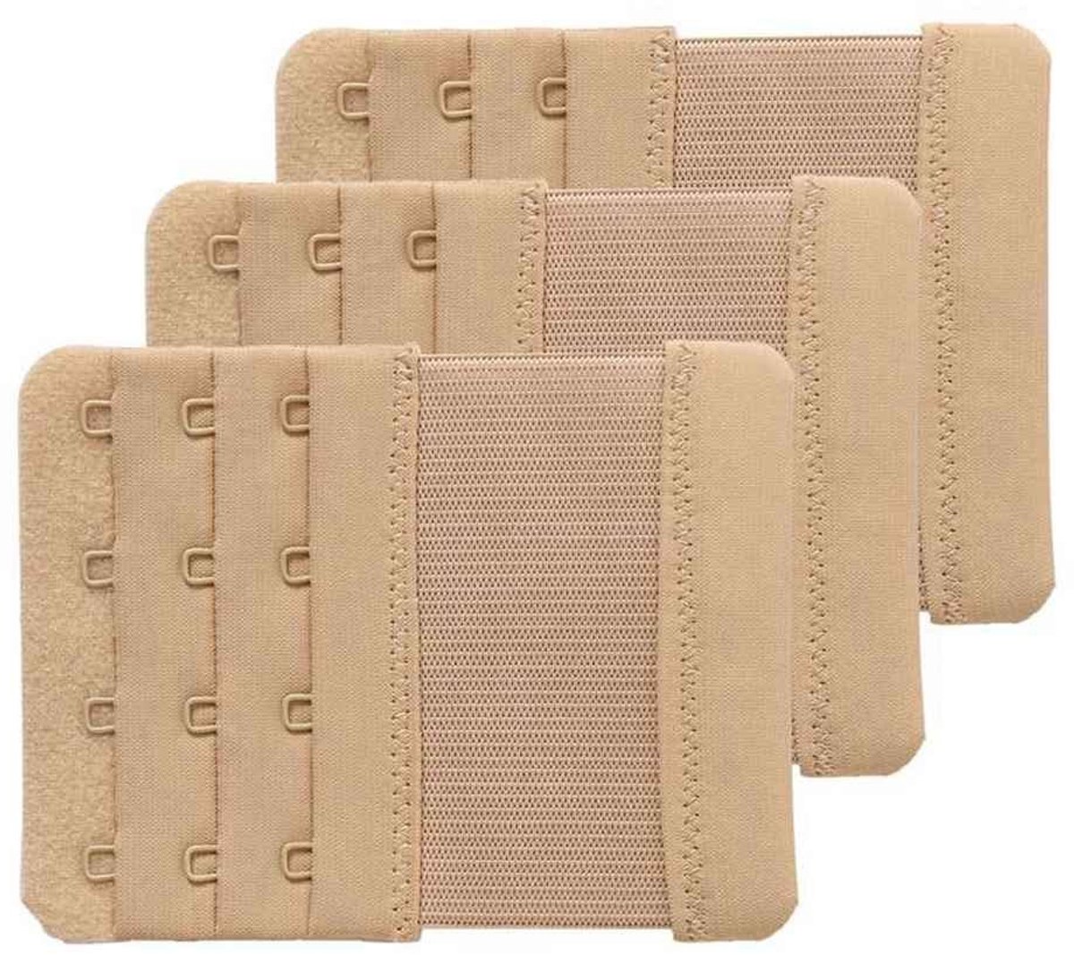 Dailygoods- BH-verlengingen 4 haken - elastisch - 3 stuks - roestvrij staal - One Size - 1,9 cm afstand tussen haken - Beha-extender