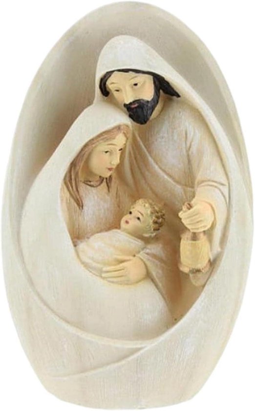 Kerststal Beeldje - Heilige Familie - Kerstdecoratie - Gedetailleerd Ontwerp - 10 cm - Wit