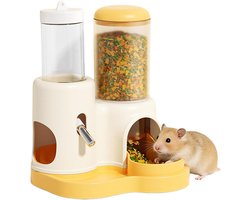 Automatische Waterdrinker - Voer Dispenser - Kleine Dieren Verzorgen - Geïntegreerd Ontwerp - 13.5 x 12.2 x 16.5 cm - Wit