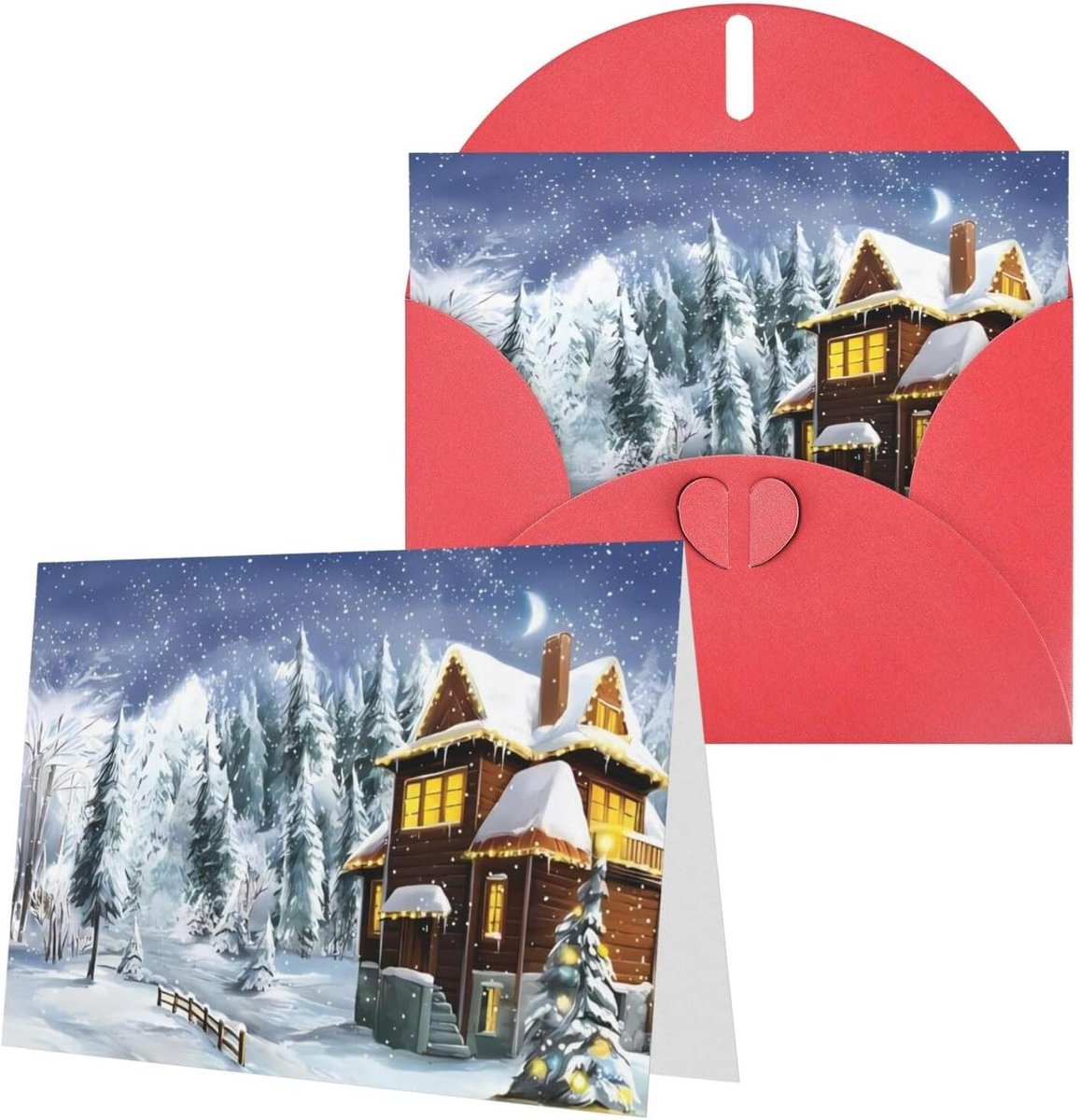 Wenskaarten Set - Kerstkaarten Verjaardagskaarten - Persoonlijke Boodschappen - Parelmoer Papier - 10x15 CM - Rood