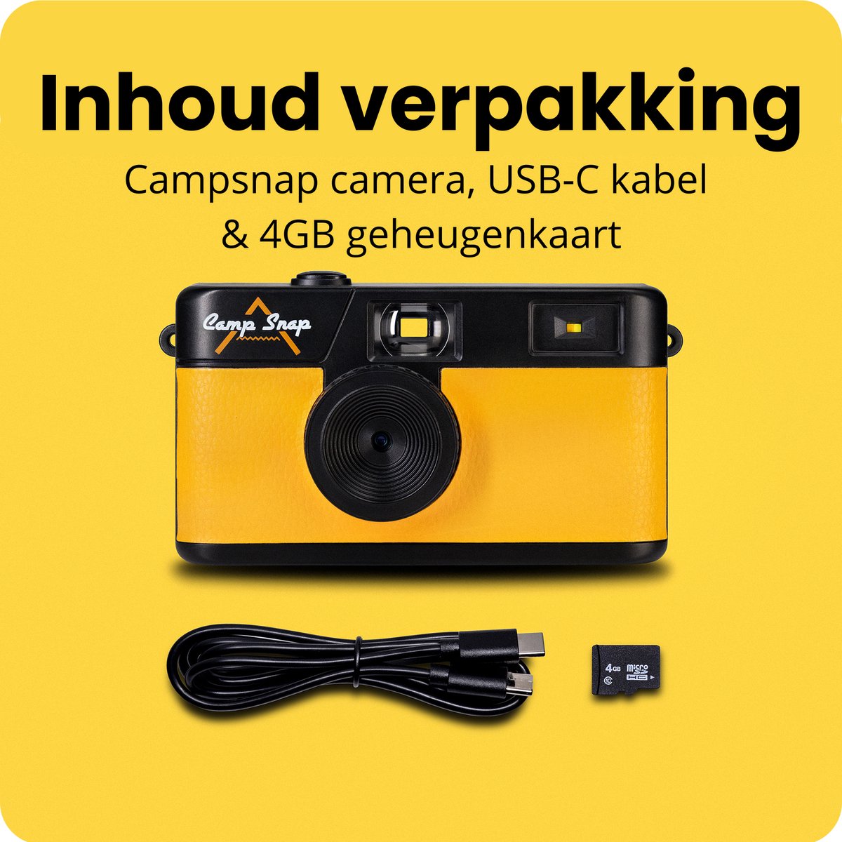 Campsnap Digitale Camera - Schermvrije Retro Fotocamera - 8 Megapixel - 2000 foto's - Minimalistisch Vintage Design - Met Flits - Oplaadbaar - 4GB - Geel thumbnail 7
