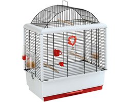 Ferplast kooi voor kanaries en andere kleine exotische vogels, PALLADIO 3, panoramisch dak, compleet met accessoires, 50 x 30 xh 64 cm.