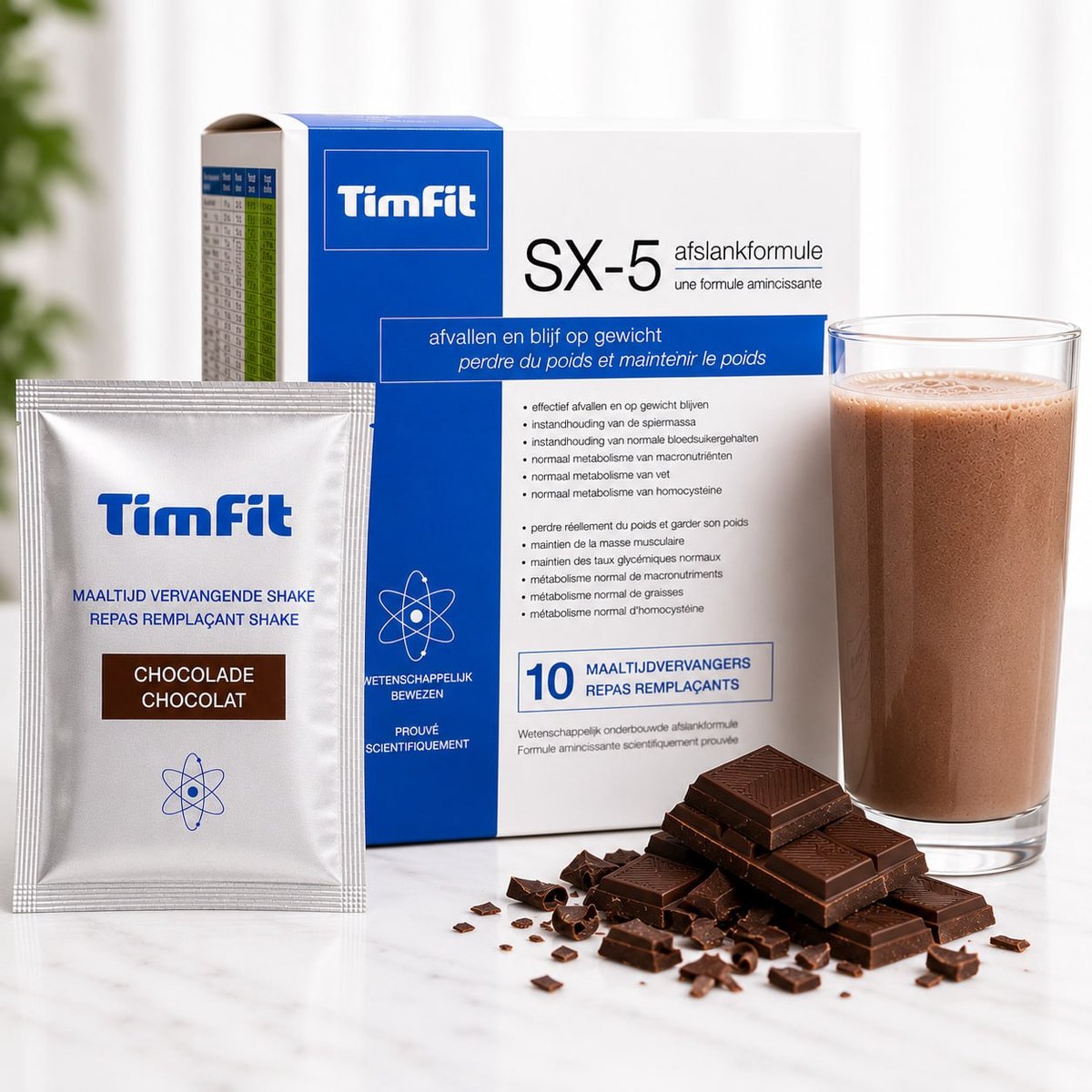 Maaltijdshake Chocolade | 3 Vezelsoorten, L-Carnitine, 26 gram Proteïne, Groene Thee, Chroom, 23 Vitamine-Mineralen | Afvallen, Blijf op gewicht en Ondersteun je huid | Handige On The Go verpakking | Uitgebalanceerde Maaltijdshake Afvallen