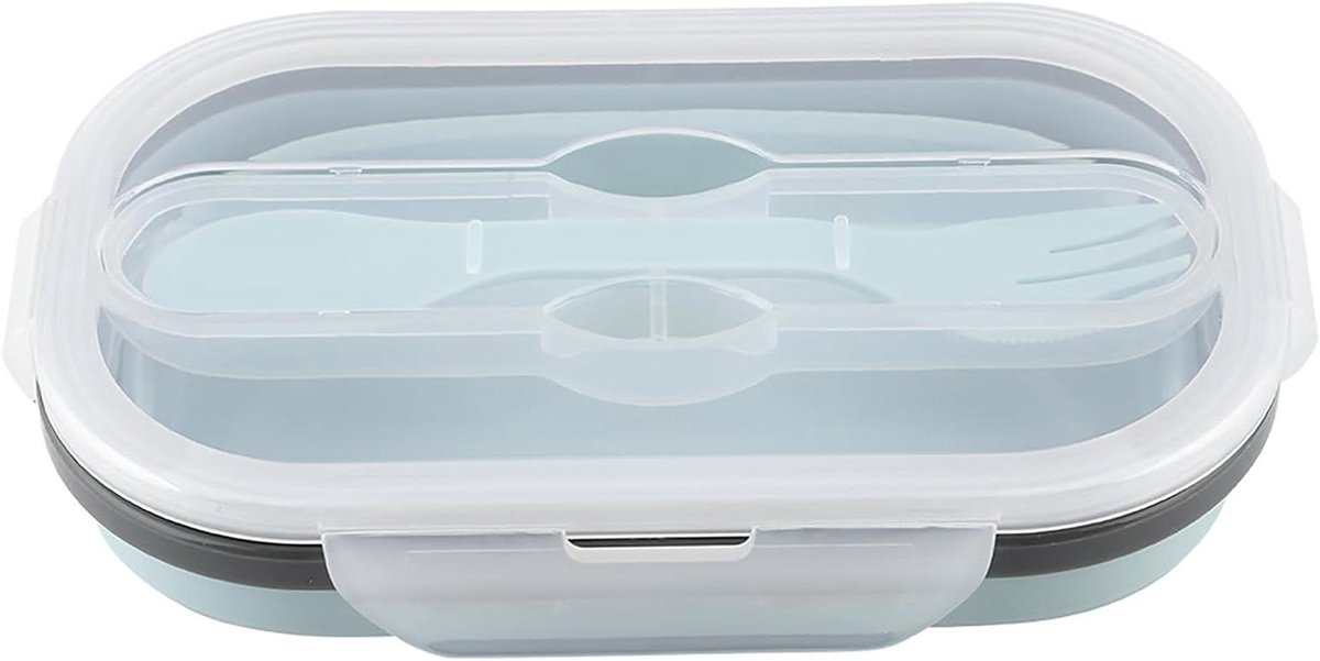 Opvouwbare Siliconen Lunchbox - Voedselcontainer Snackdoos - Lunch Meenemen - Magnetron Vaatwasserbestendig - 21x14x7cm - Blauw