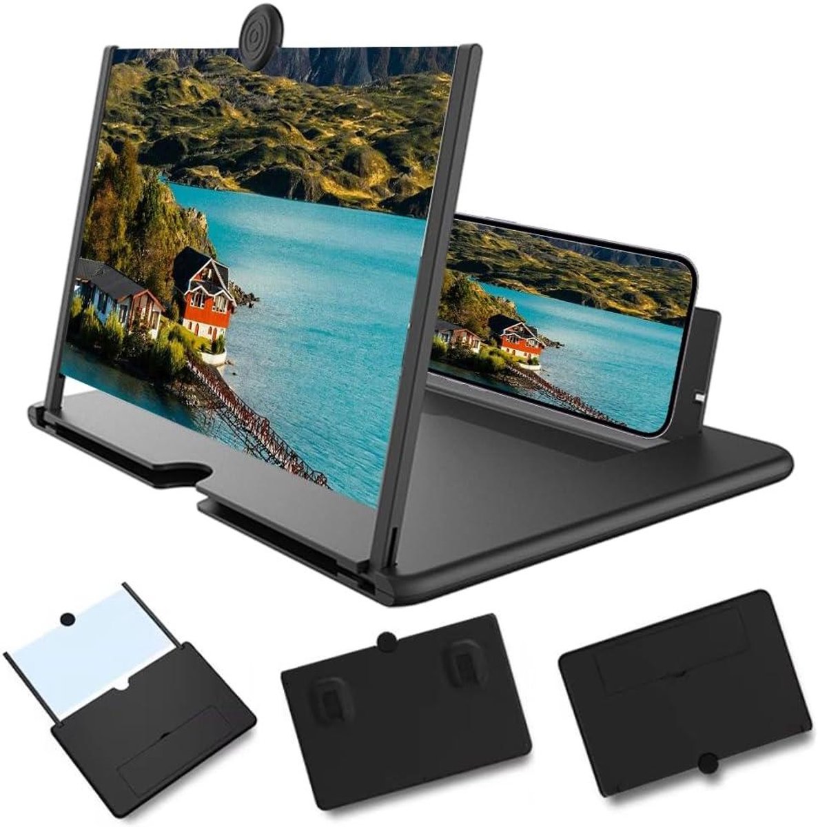 Telefoon Scherm Vergroter - Schermversterker Projector - Films Kijken - 3D HD Beeld - Opvouwbaar - Zwart