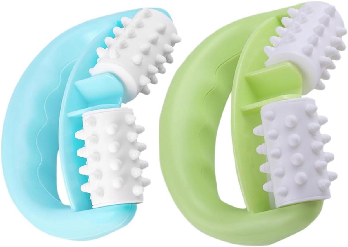 Spierroller Benen - Massageroller Scheenbeen - Spierherstel Bevorderen - Handmatige Diepe Weefselmassage - 2 stuks - Blauw Groen