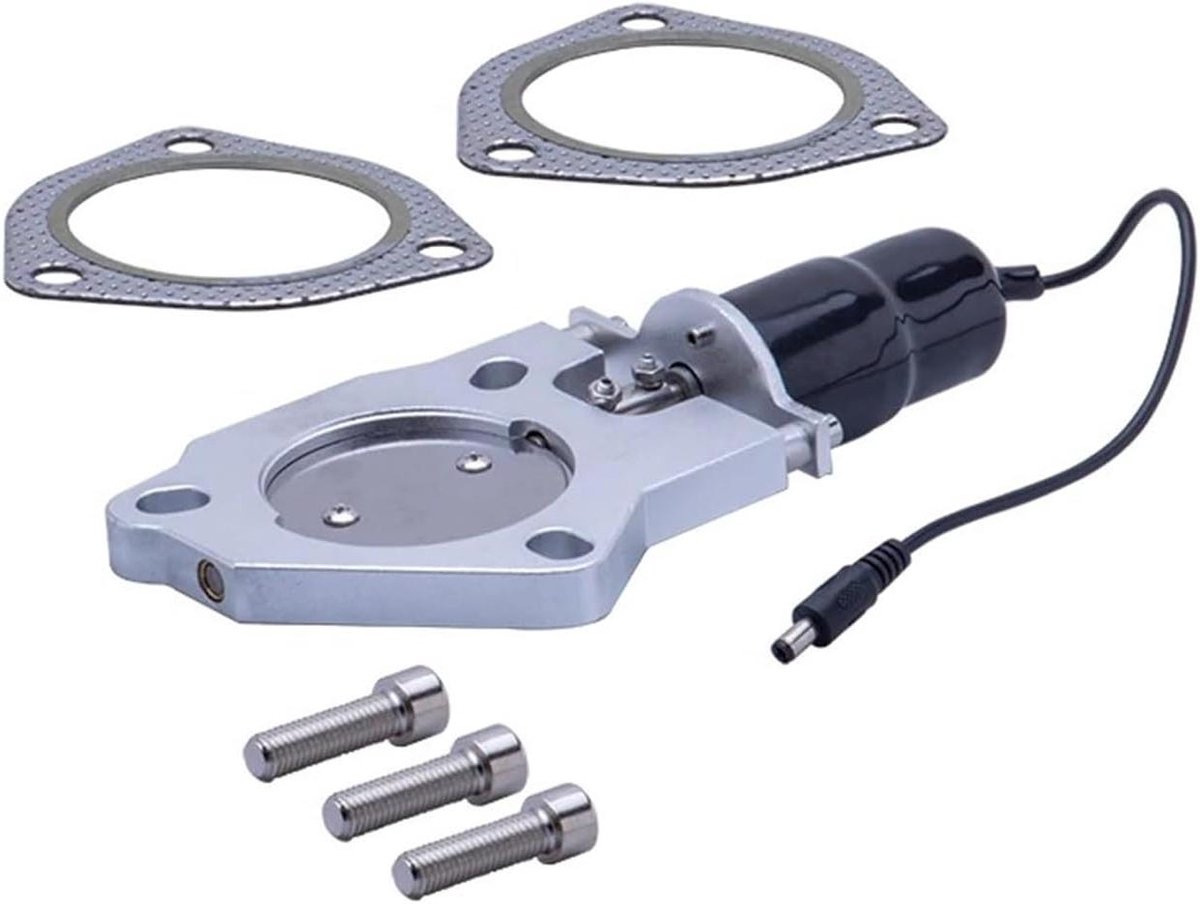 Elektrische Uitlaatklep - Vlinderklep Ventiel - Geluidsregeling - Binnen Schakelaar Bediening - 2.5 Inch - Zilver