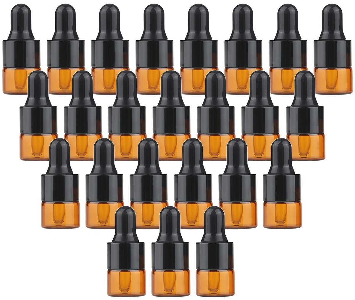 Dailygoods- Druppelflesje 24PCS - Amber Glas - 1ml/2ml/3ml - Met Pipet - UV-bestendig - Antilek Deksel - Essentiële Olie Flesjes