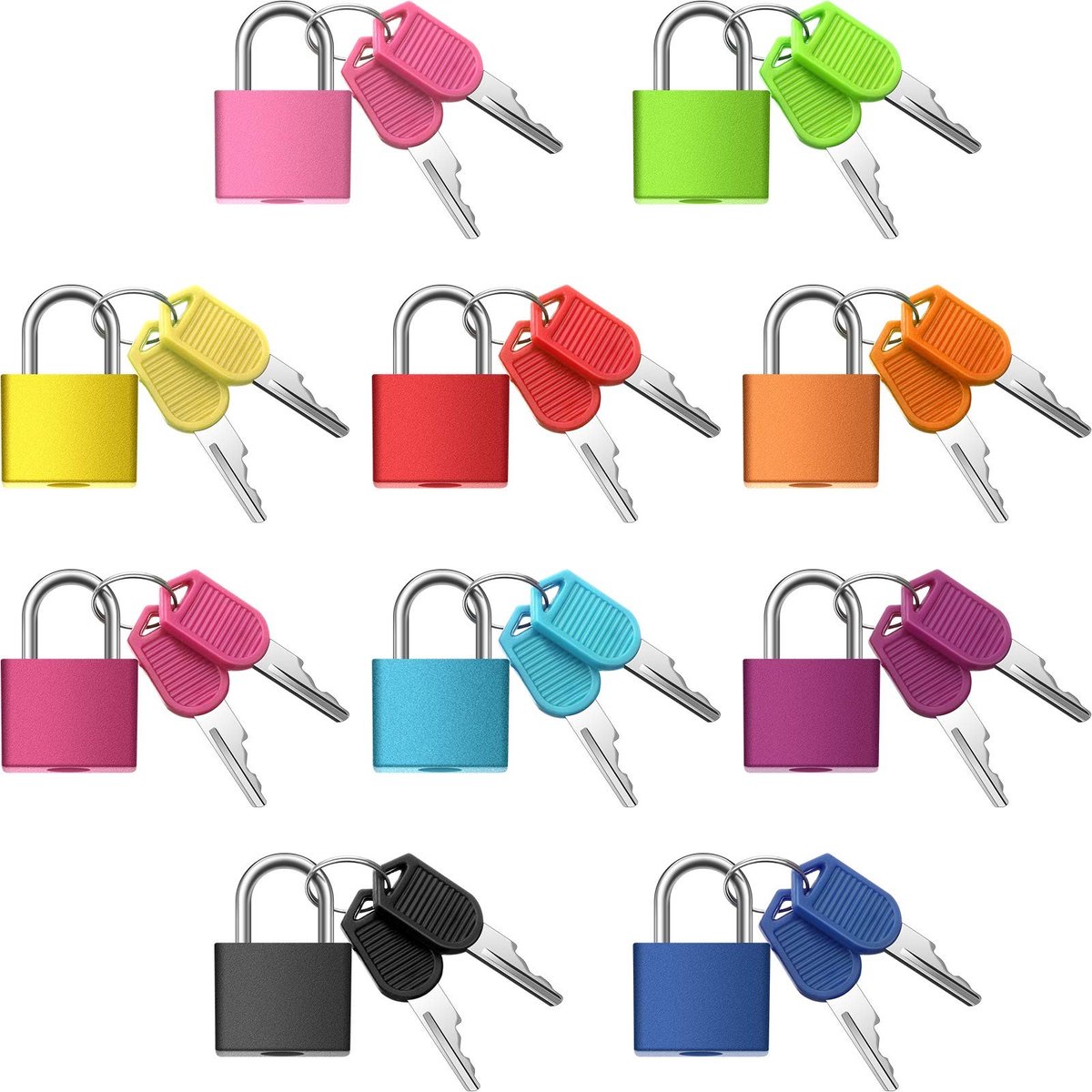 Dailygoods- Kofferslot - 10 Stuks - Metalen Hangslot - Klein Hangslot - Sleutels - Duurzaam Materiaal - Geschikt voor School/Fitness