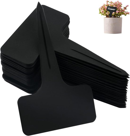 100 stuks - Plantenlabels - 10*6 cm - Plantenetiket - Plantlabels - Plantenstekers Steeketiketten - Plantensteker - Plantkaartjes - Moestuinbordjes - Zaailinglabel - T-vormige - voor buitenplanten, zaailingen, kruidentuin, groenten, bloemen - zwart