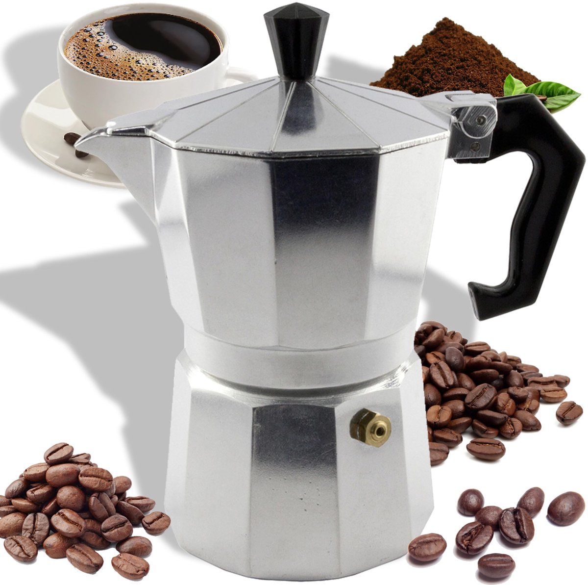 Dailygoods- Espressomachine Aluminium 600 ml - Koffiezetapparaat - Percolator - Gasfornuis - Duurzaam - Milieuvriendelijk - Koffiezetter
