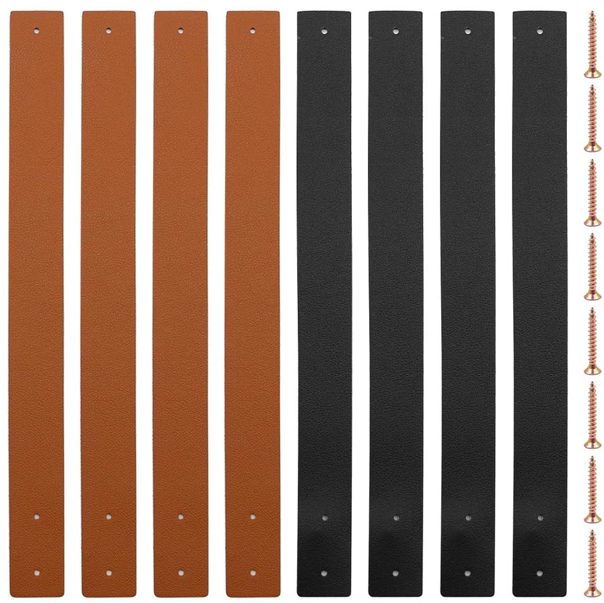 Dailygoods- Muurhaken 8 Stuks - PU Lederen Ophangbeugel - Minimalistisch Design - Vintage Stijl - Geschikt voor Badkamer/Keuken - Afmetingen 2,5 x 12 cm - Haakjes