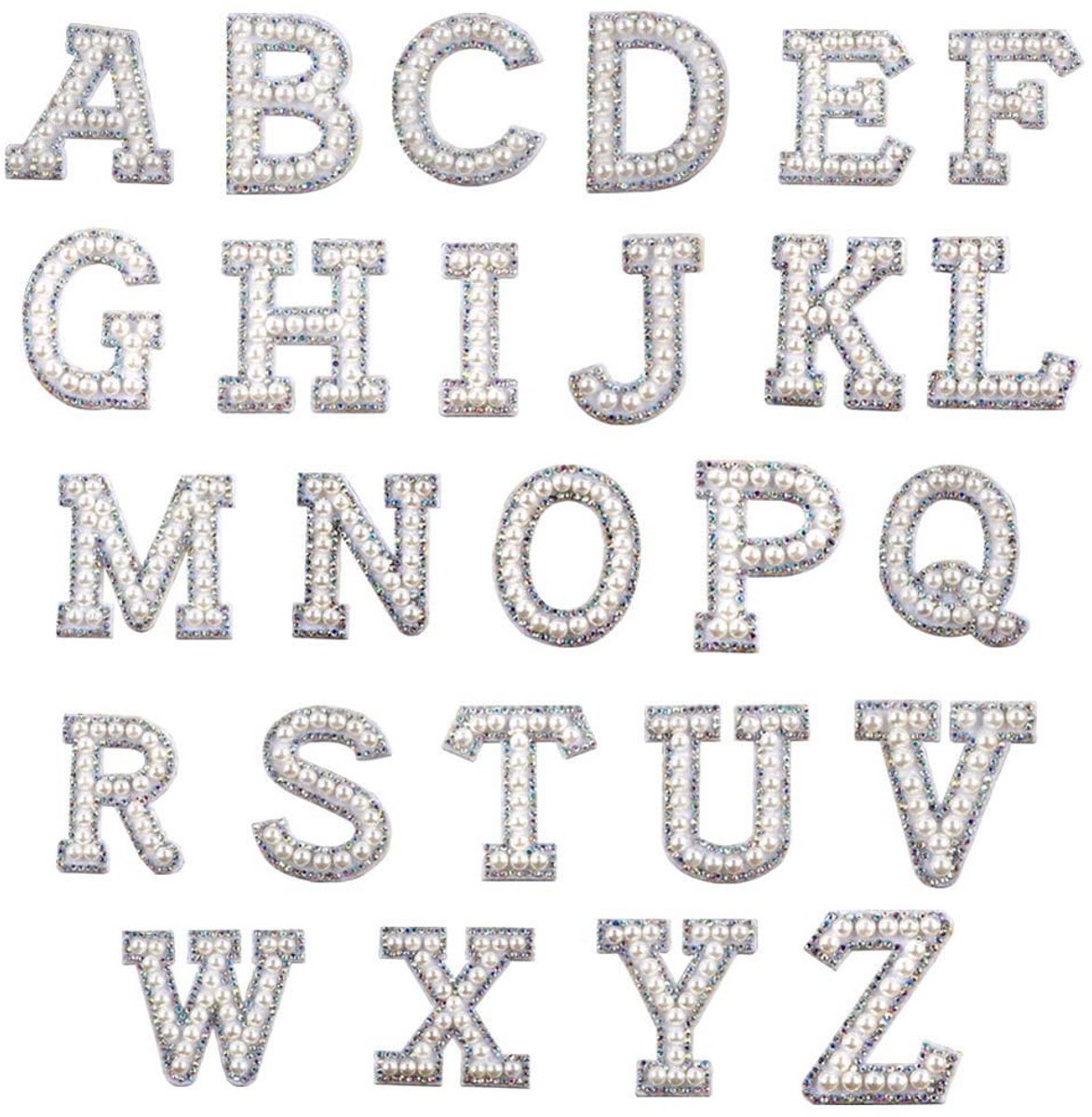 Dailygoods- Letters 26 Stuks - Strasspatch Applicatie - 3D-Naaien - Badge Decoratie - Reparatiepleisters - Glinsterende Steentjes - Patches