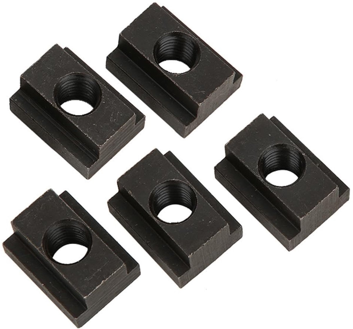 Dailygoods- T-slot Noten Zwart Oxide Afwerking - 5 stuks - M12 Draad - Hoogwaardig 45 Staal - Hoge Hardheid - Geschikt voor T-sleuf Aluminium Profielen - T-sleufmoer