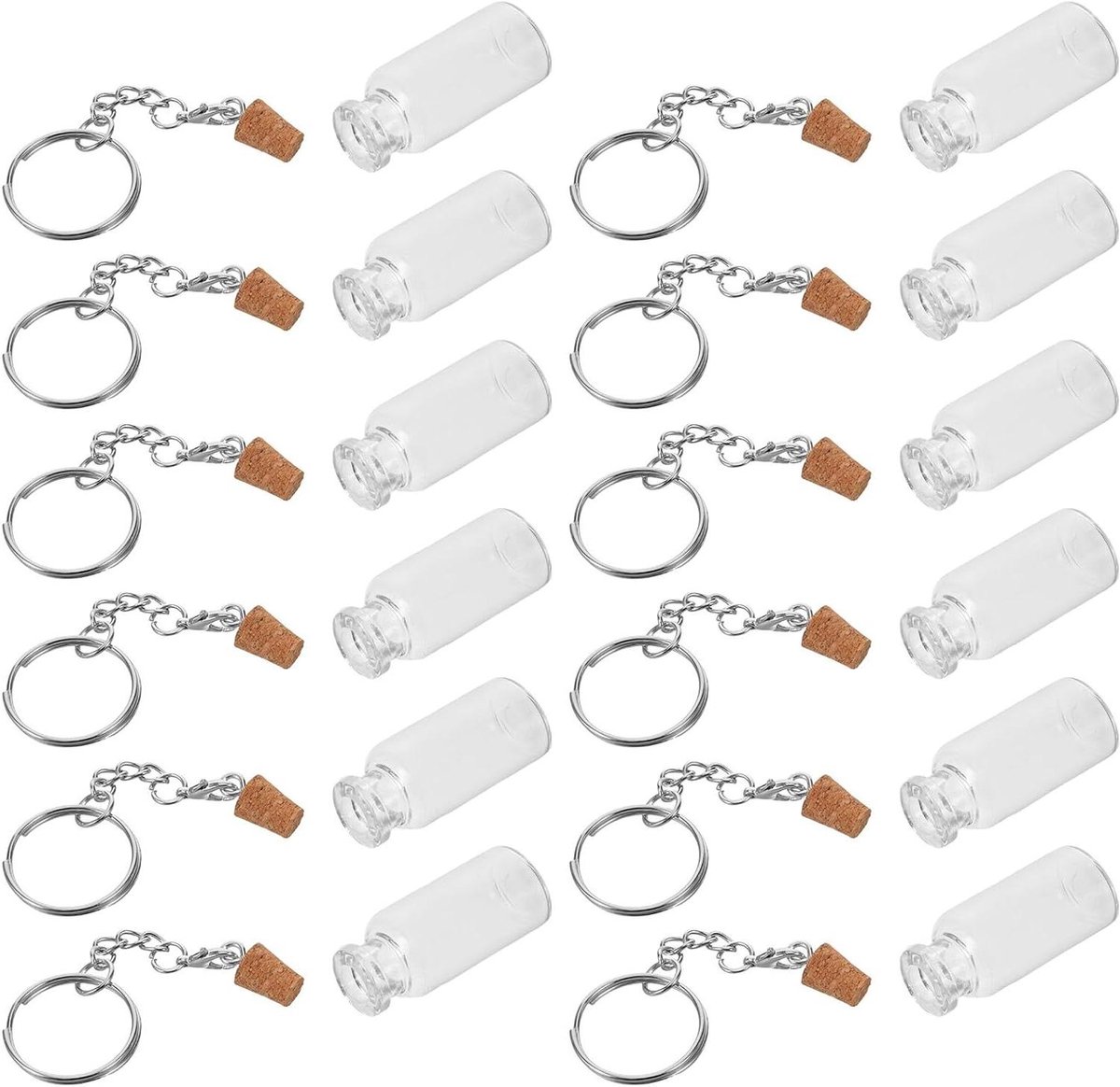 Mini Glazen Flesjes - Sleutelhangers Wenspotjes - Knutselen en Decoreren - Transparant Ont