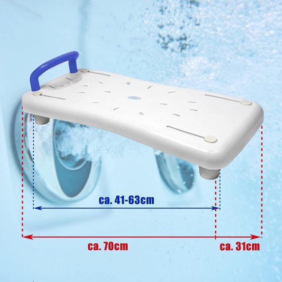 Badkuipstoel - Instaphulp Zitting - Veilig Baden - Verstelbaar Antislip - 41-63 cm - Blauw — afbeelding 3