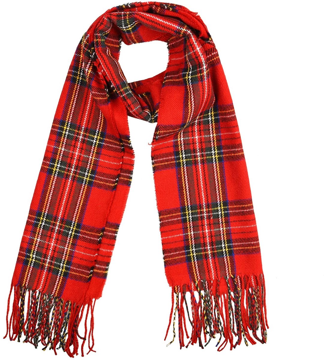 Dailygoods- Tartansjaal Rood - Schotse Stuart Tartan - Zachte Sjaal - Breed 67 cm x 200 cm - Geschikt voor Festivals - Klassieke Kleuren
