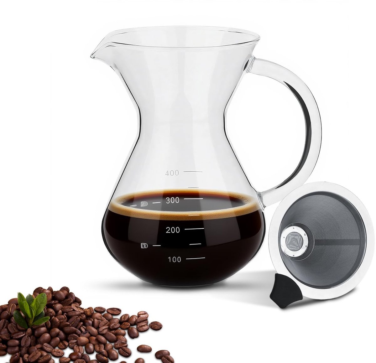 Dailygoods- Overgietkoffiezetapparaat Hittebestendig Borosilicaatglas - Filterpot - Glazen Koffiezetapparaat - Duurzaam - Recyclebaar - V-type Kraan - Koffiekan