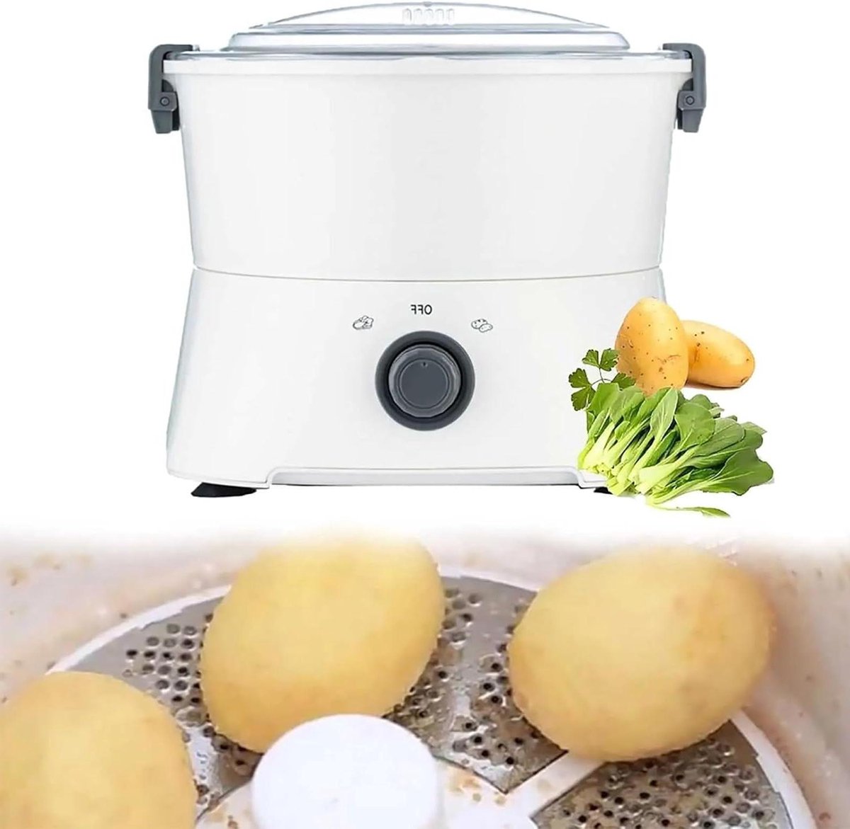 Elektrische Aardappelschiller Automatische Schilmachine Snel Groenten Schillen Eénknops Bediening 1 kg Capaciteit Wit
