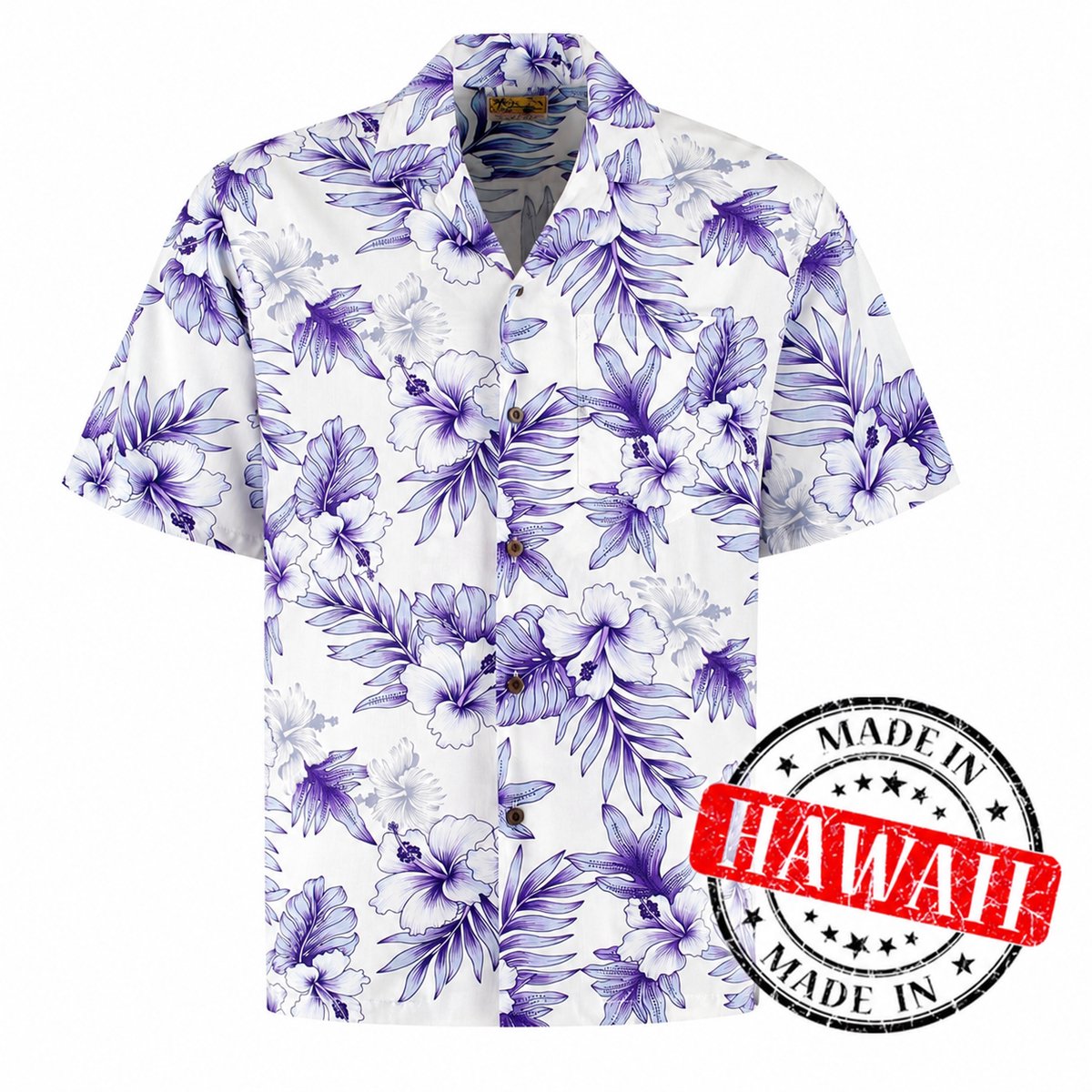 UglyXmas Hawaii Blouse Mannen - Shirt - Hemd - 100% Viscose - Overhemd Heren Korte Mouw - Made In Hawaii "Maui Lavendel" Maat Xl