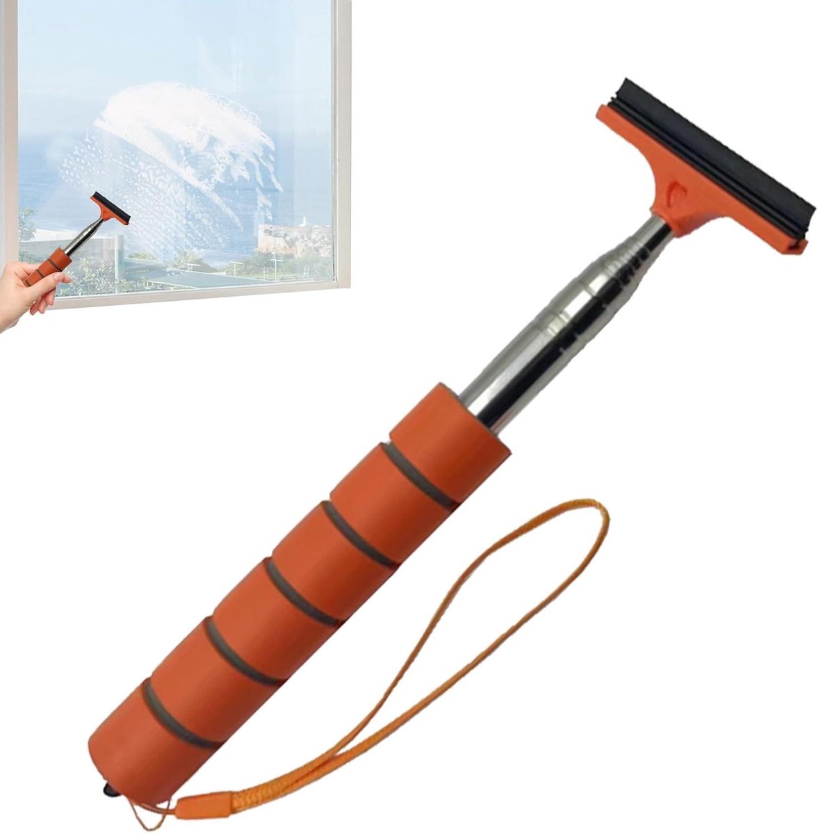 Telescopische wisser - Auto spiegelreiniger - Zicht Verbeteren - Intrekbaar ontwerp - Tot 98 cm - Oranje