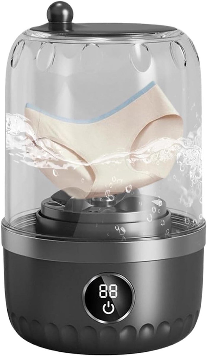Mini-wasmachine Compact apparaat Kleine was doen Geluidsreducerend ontwerp 1 Liter Zwart