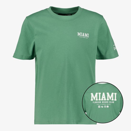 Unsigned jongens T-shirt met backprint groen - Maat 158/164
