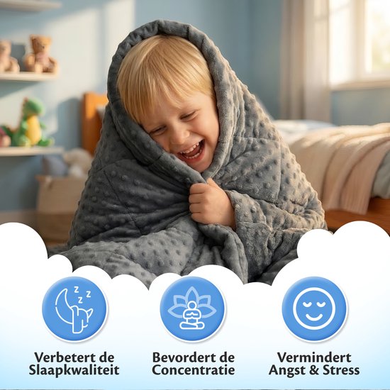 Ella Verzwaringsdeken Kind 3,2kg - Fleece OEKO-TEX Zwaartedeken 100 x 150cm - Weighted Blanket - Verzwaarde Deken
