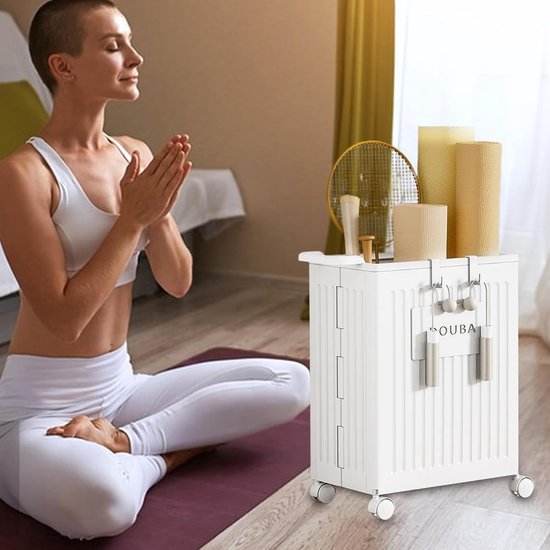 Yoga Mat Storage Box, Foldable Storage Box with Wheels, Space Saving Organizer for Yoga Mats, Foam Rolls, Resistance Bands, Light Holder for Home, Studio Office, etc — afbeelding 2