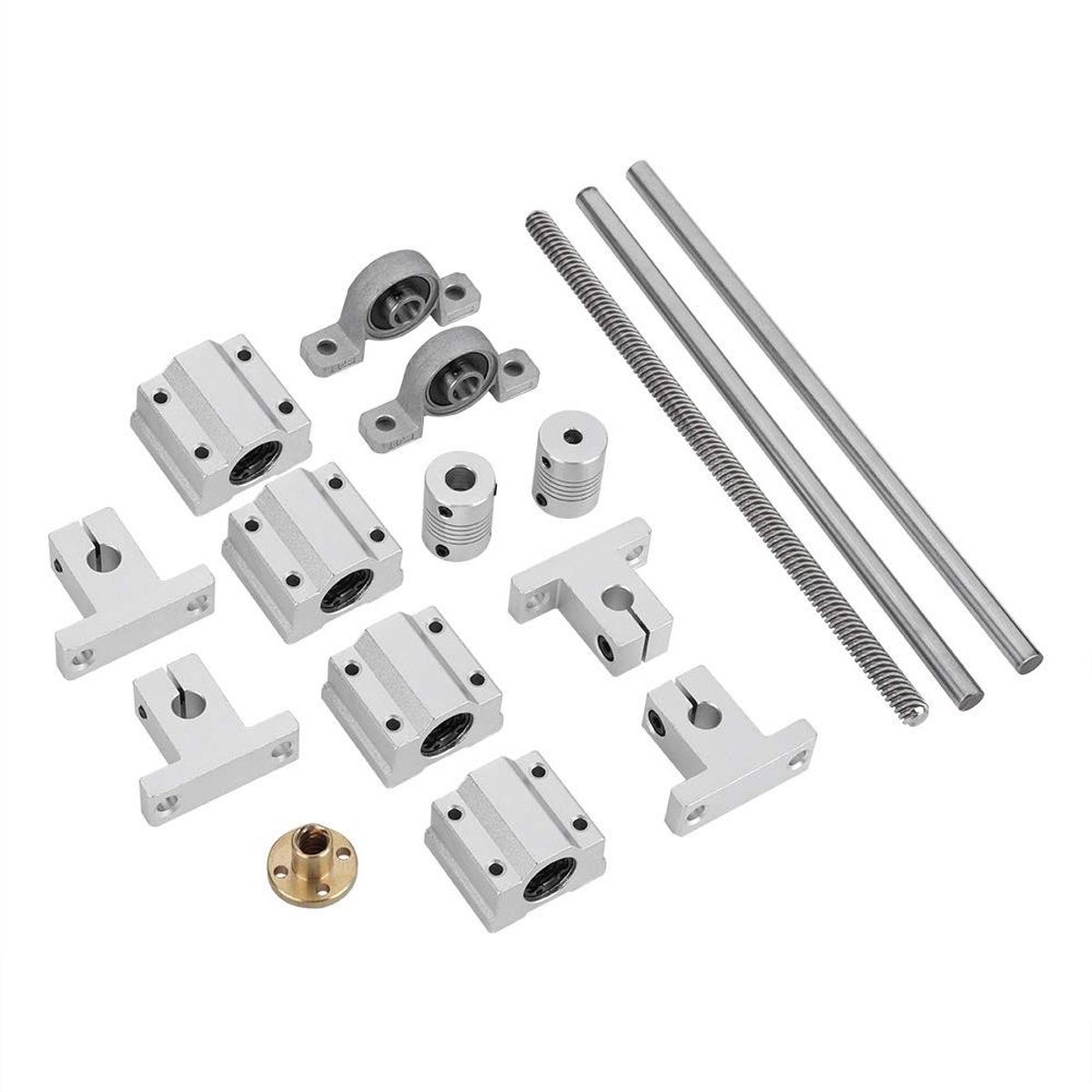 Printer Onderdelen Kit - Accessoires Set - 3D Printen - Complete Lineaire Geleiding - 15 Stuks - Zilver