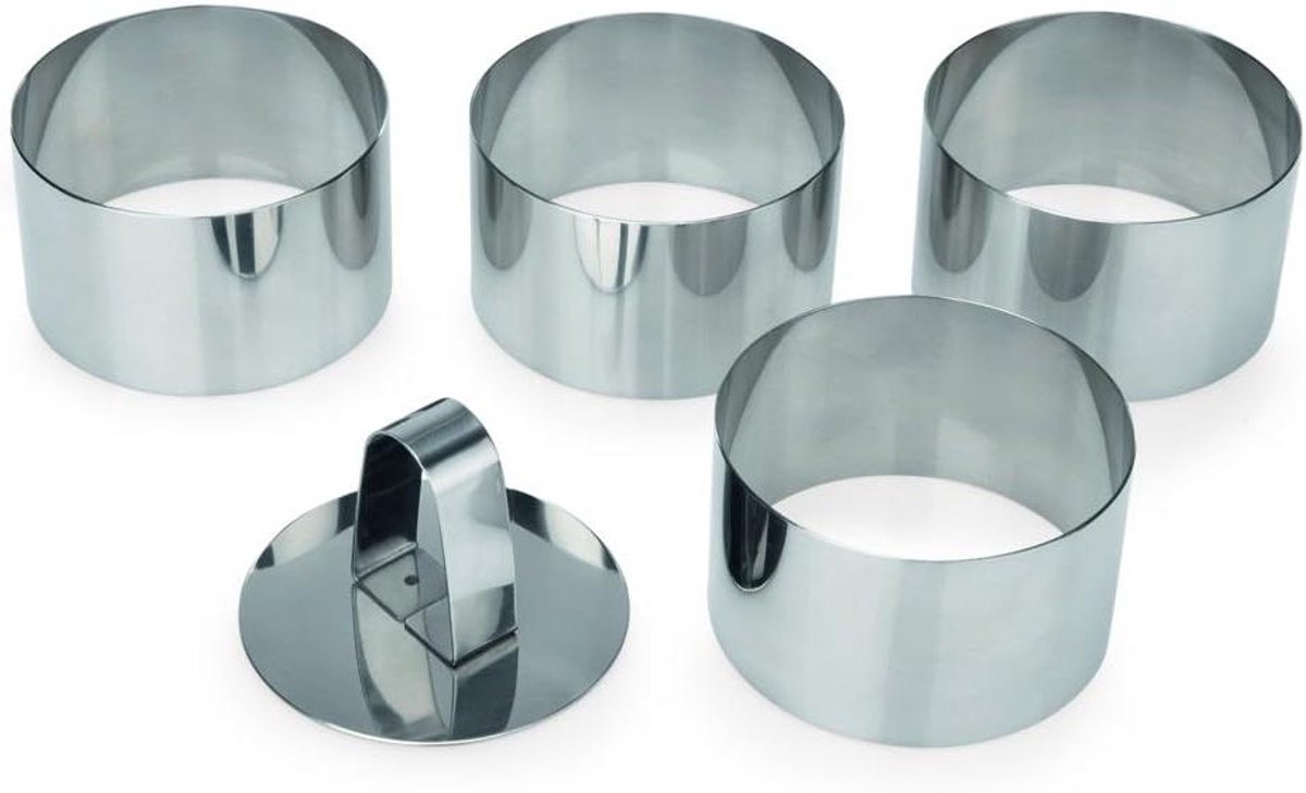 Moussering set - Roestvrij staal - Keuken gereedschap - 5-delig - Ø 75 cm - Zilver