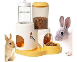 Voerbak Waterdispenser - Voerstation Kleine Dieren - Gemakkelijk Voeren - Lekvrij RVS Uitloop - 2-4 Dagen Voorraad - Blauw Transparant